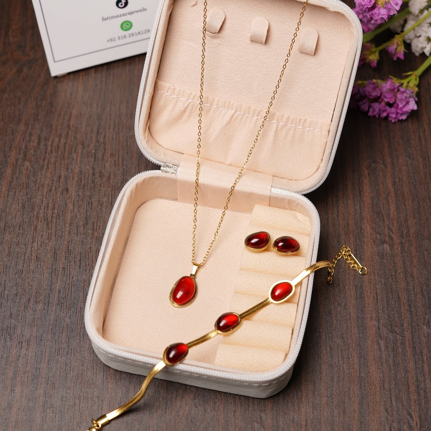 Crimson Stone Necklace Set