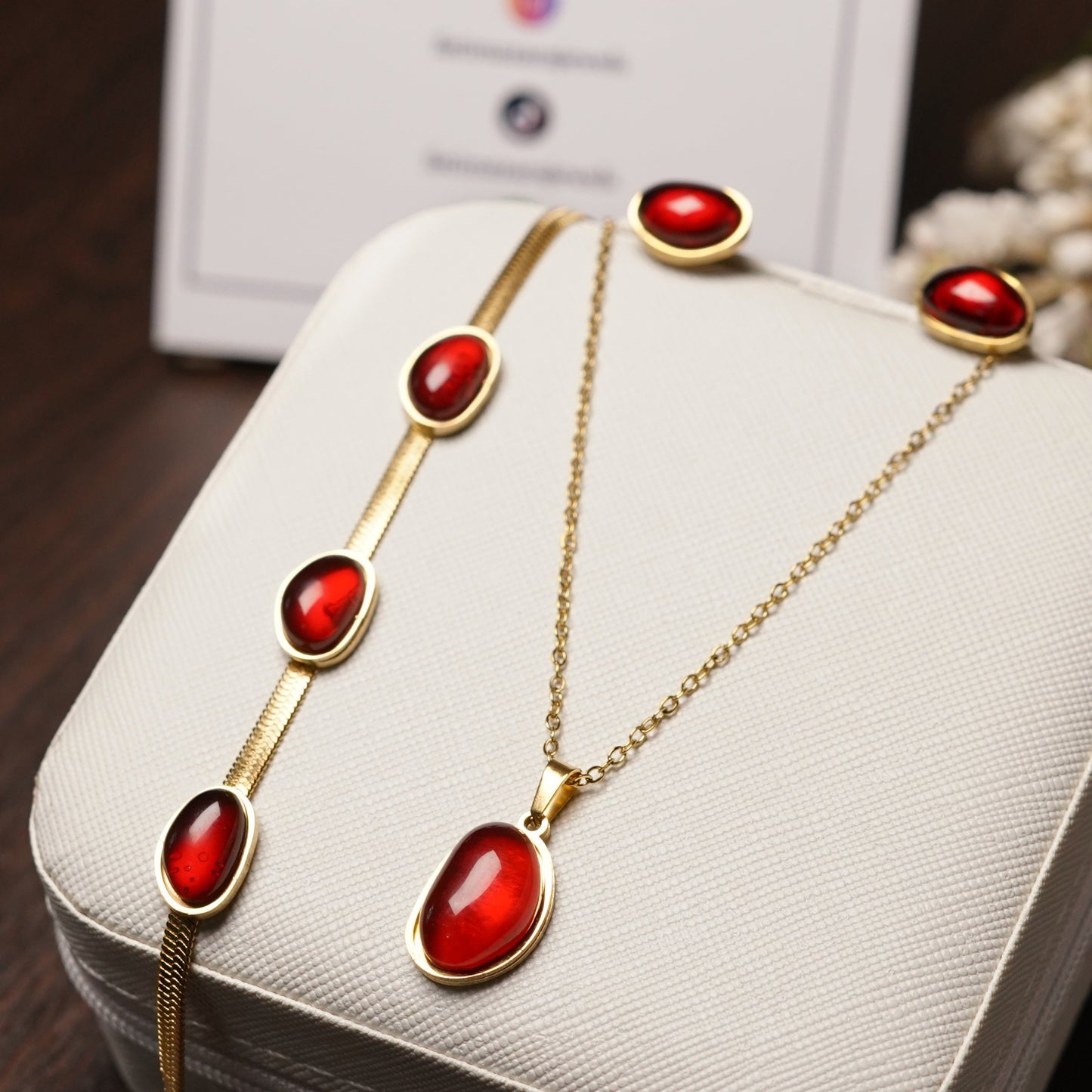 Crimson Stone Necklace Set