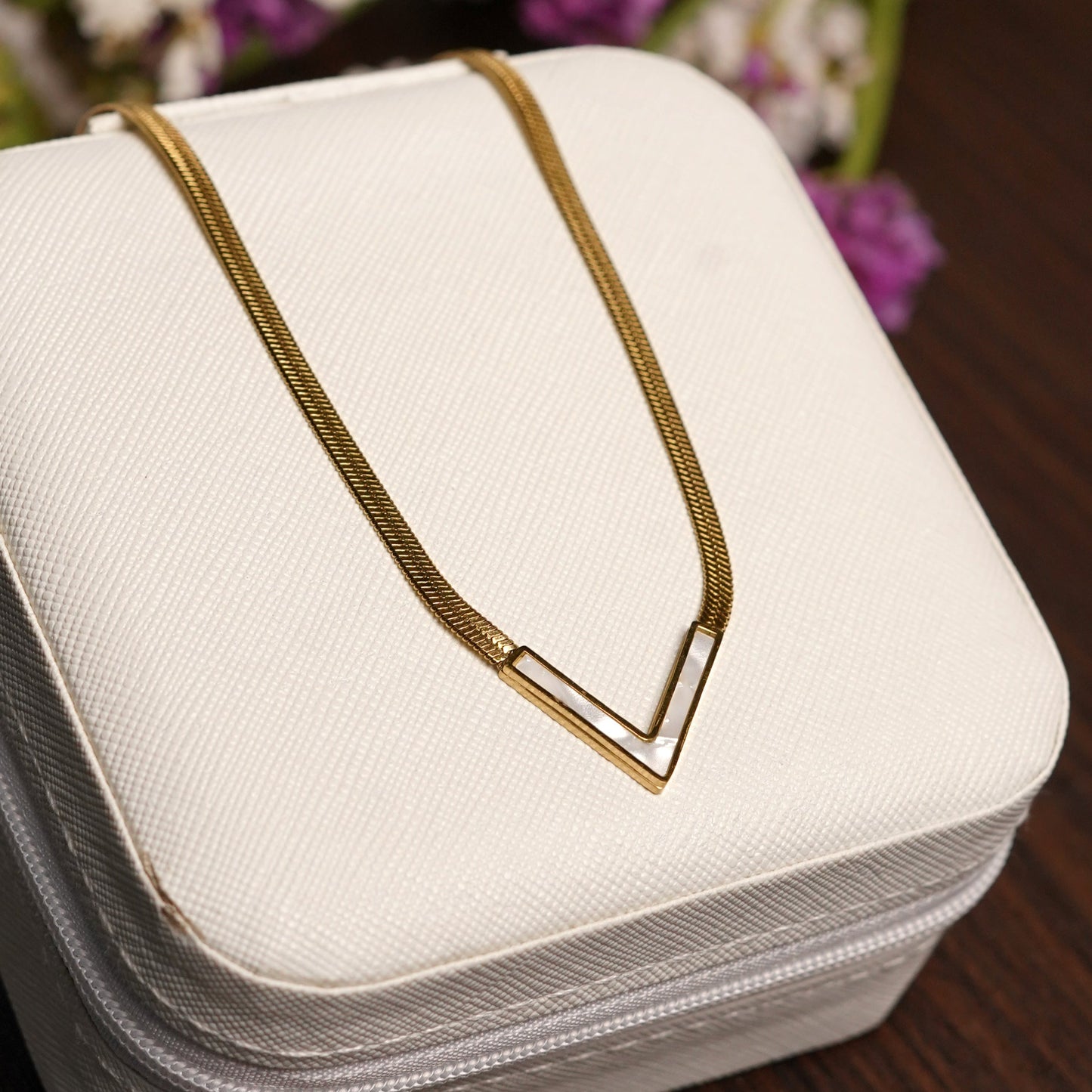 Mother of Pearl V Necklace