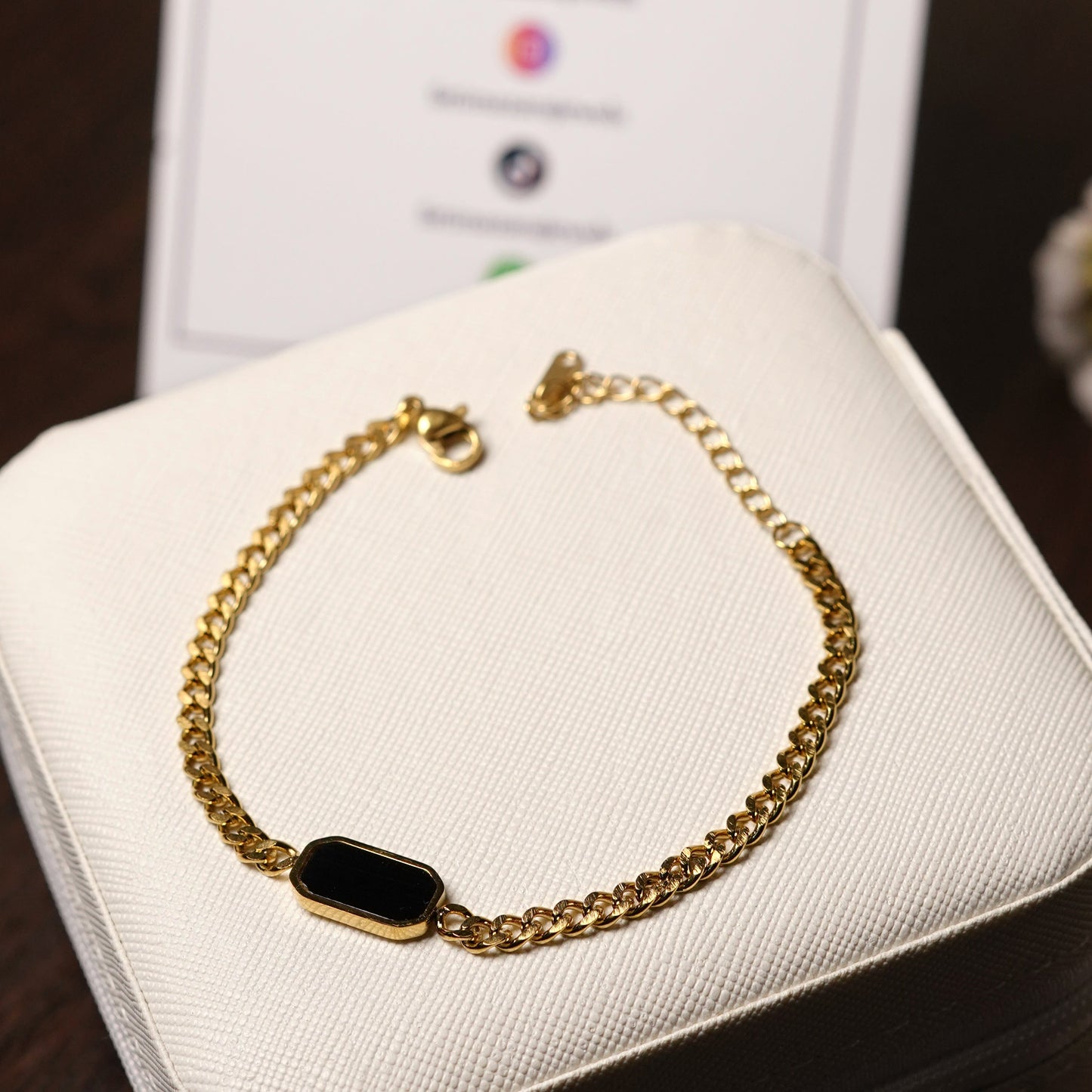 Black Shell Cuban Chain Bracelet