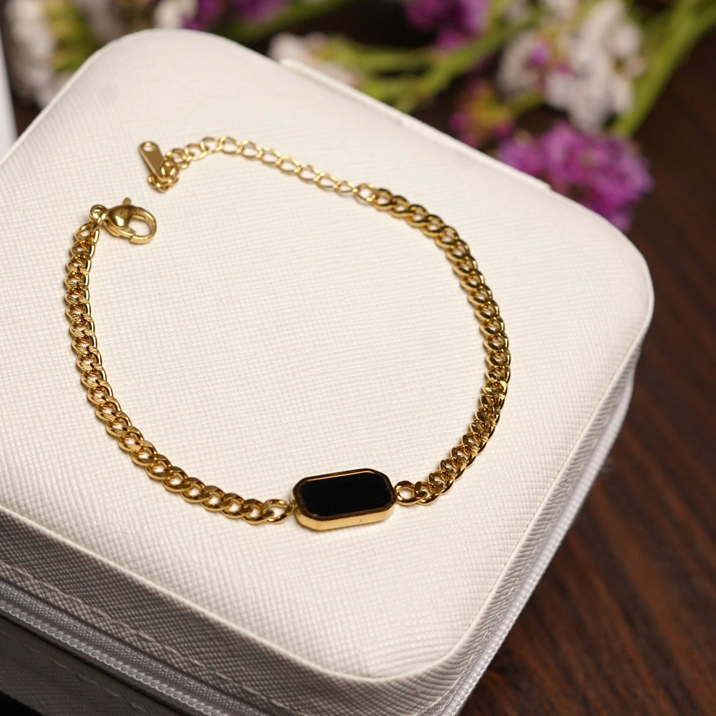 Black Shell Cuban Chain Bracelet