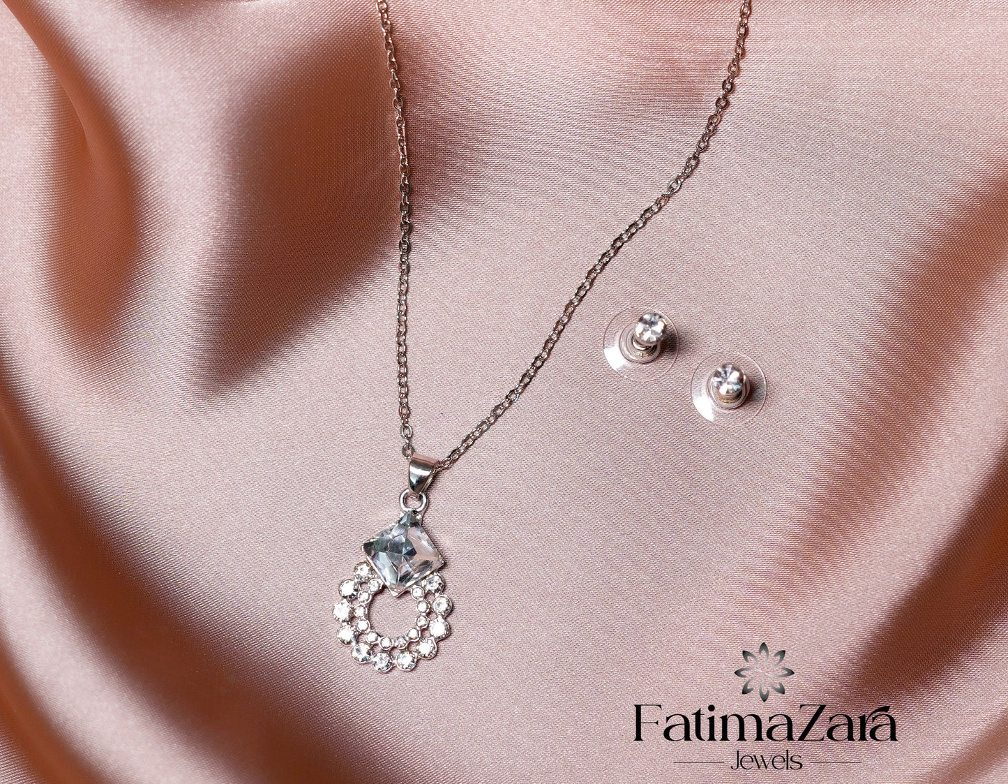 Silver Crystal Necklace Set