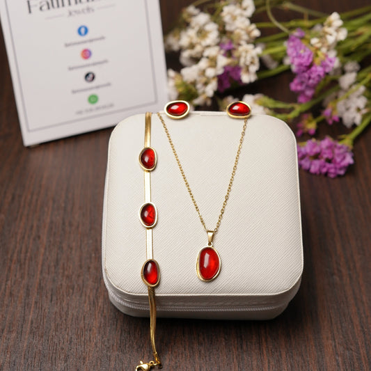 Crimson Stone Necklace Set