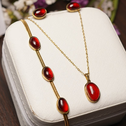 Crimson Stone Necklace Set